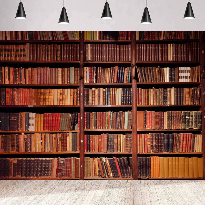 Collectible Vintage Photos - Wood Bookshelf Photography Backdrop Vintage Library