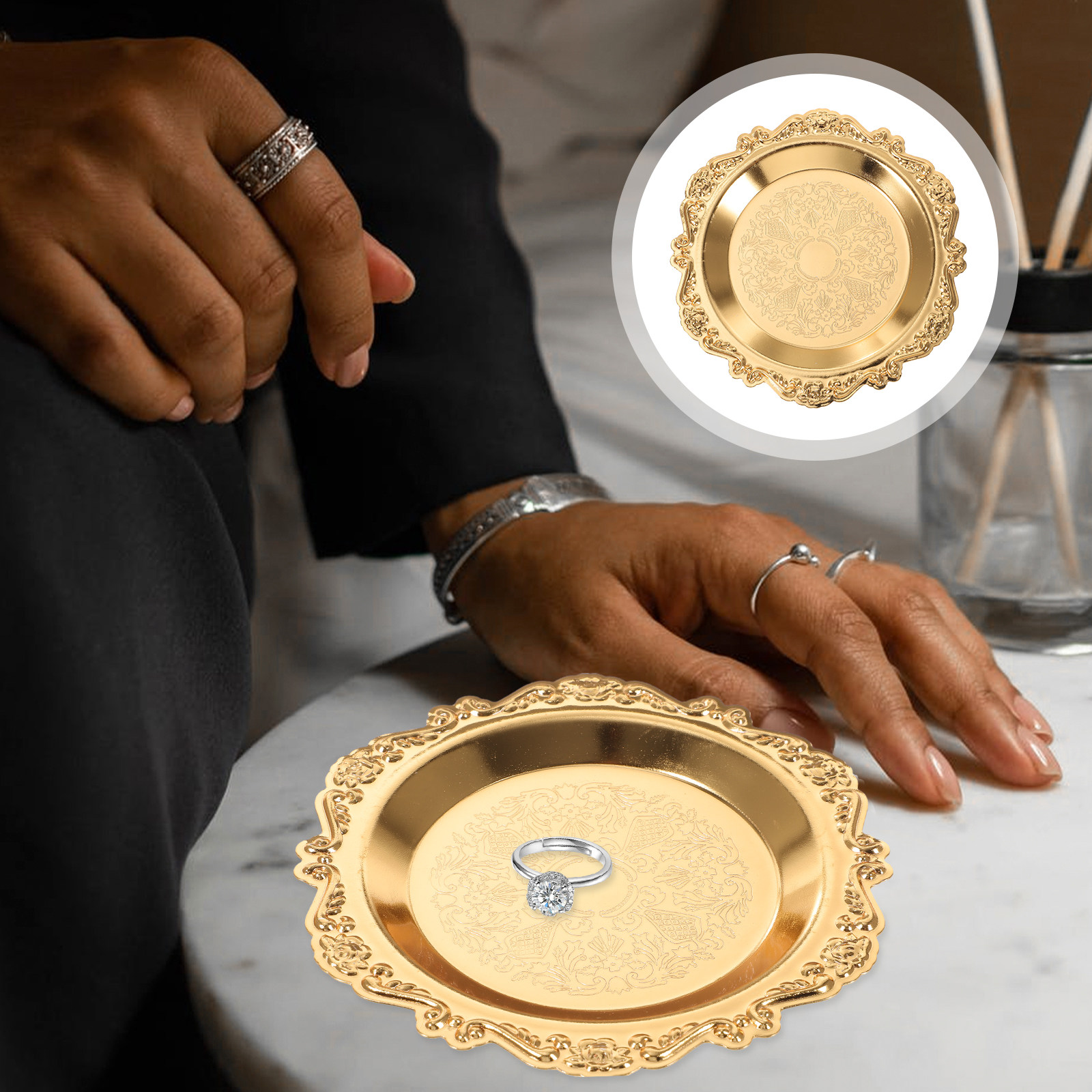 Collectible Vintage Photos - Copper Vintage Jewelry Tray Decorative Round