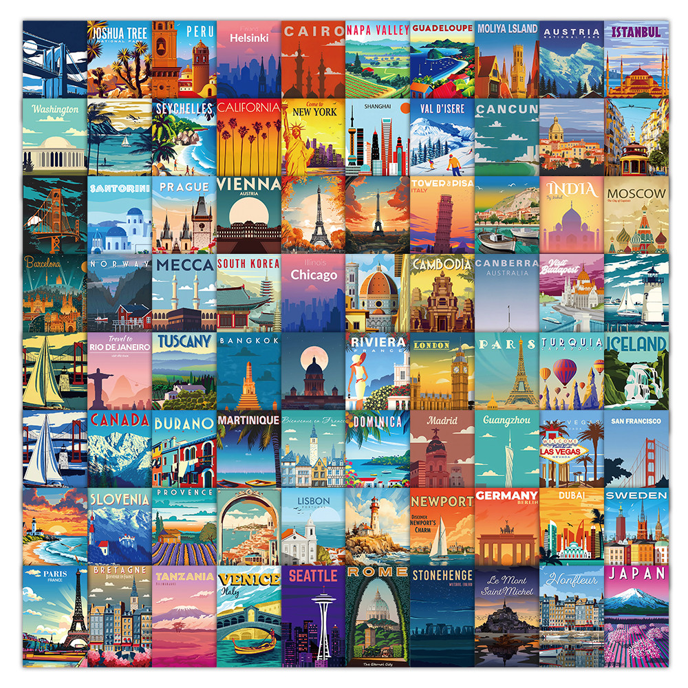 Vintage Collectible Stores - 108 Pcs Scenic Landscape Stamps -