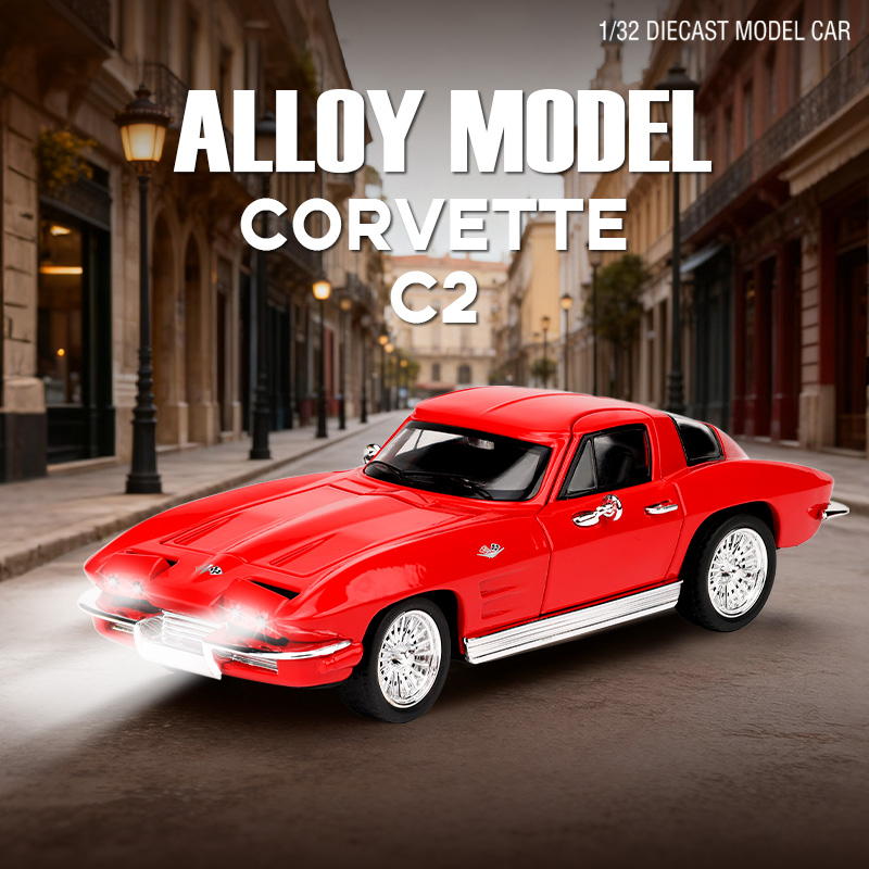 Vintage Collectible Toy Cars - 1:32 Corvette Vintage Classic Car Four-Wheel