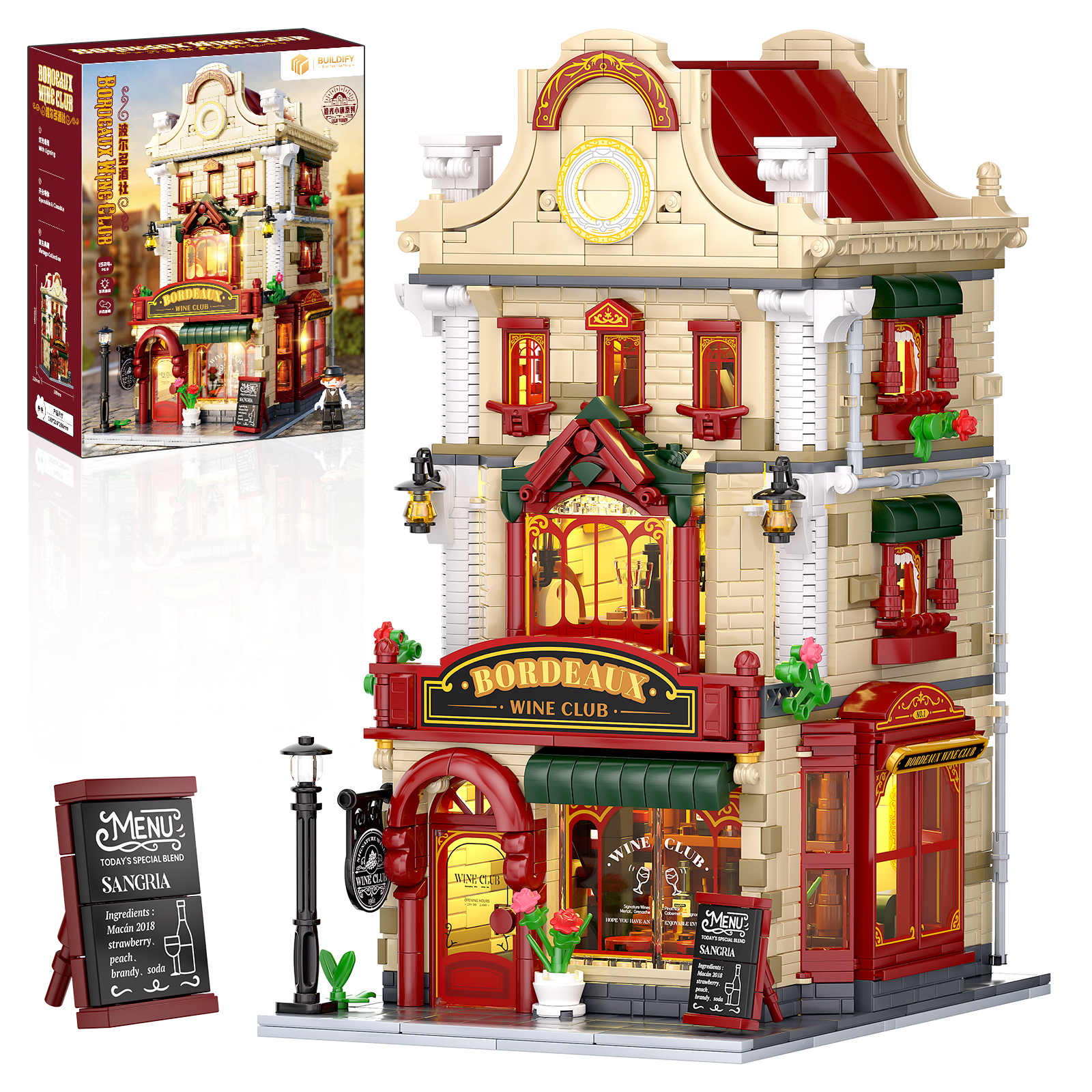 Collectible Vintage Wine - 1524Pcs Bordeaux Wine Club Building Blocks: