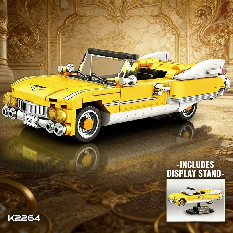 Vintage Collectible Toy Cars - Yellow Vintage Convertible Car Building Blocks