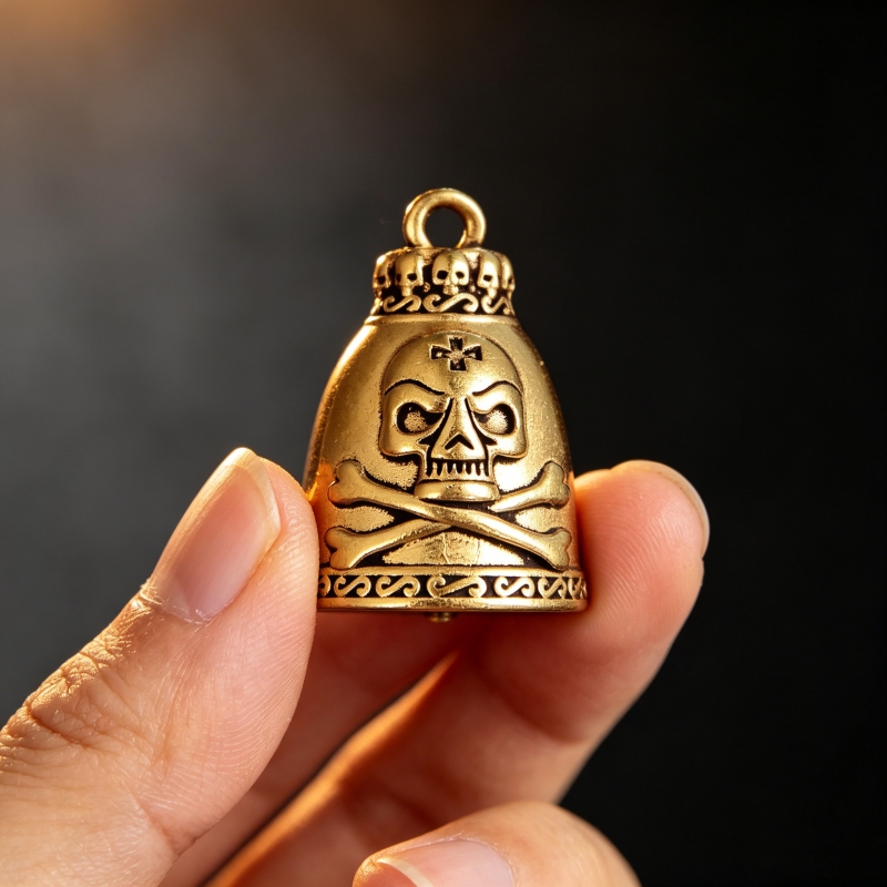 Brass Skull Bell Figurine 3.3c - Vintage Collectible Bells avaliação e preço